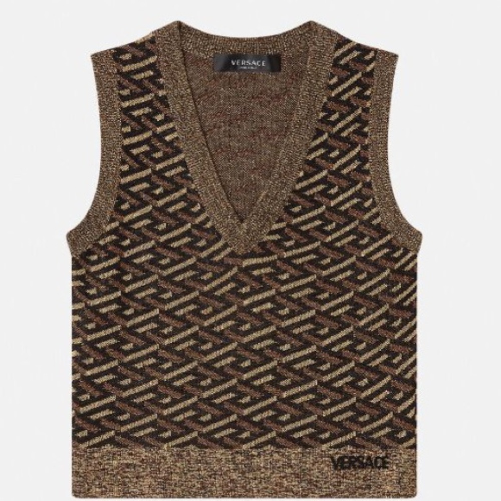 Versace La Greca Metallic Jacquard Vest